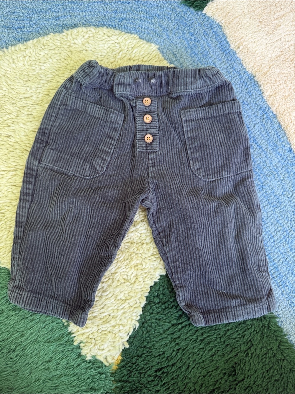 Corduroy Kids Pants with Button Front - Gray